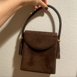 Paloma Picasso vintage brown suede handbag purse